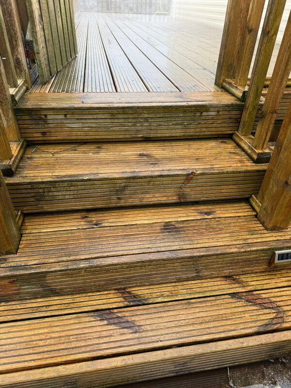 The same timber decking steps clean and safe after washing
